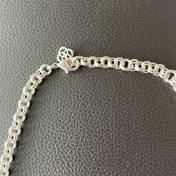 NWOT Kendra Scott Kenzie Statement Necklace Silver Ivory Mother of Pearl - Picture 2 of 7